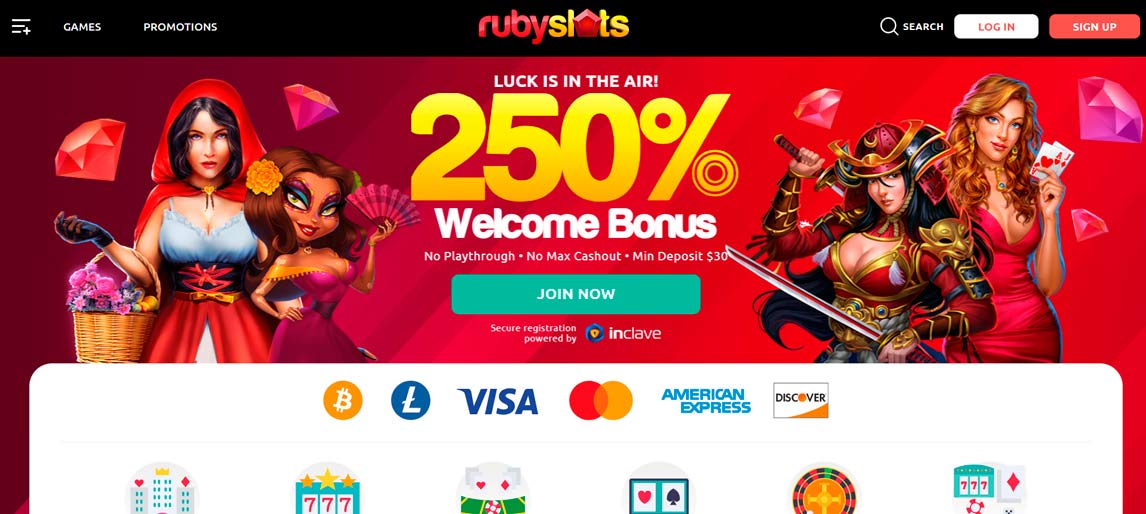 Ruby Slots Casino lobby